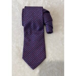 Charvet Place Vendome Mens Silk Tie Blue Red Geometric Micro Pattern Made France